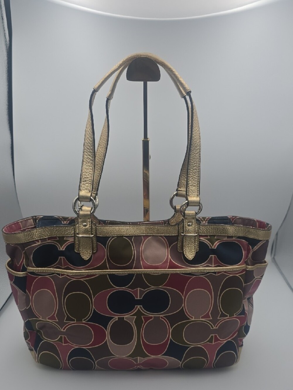 Coach Poppy Multicolor Signature Sateen Large Tote W/ Gold Metallic Trim (EUC)✨️ - Picture 15 of 15